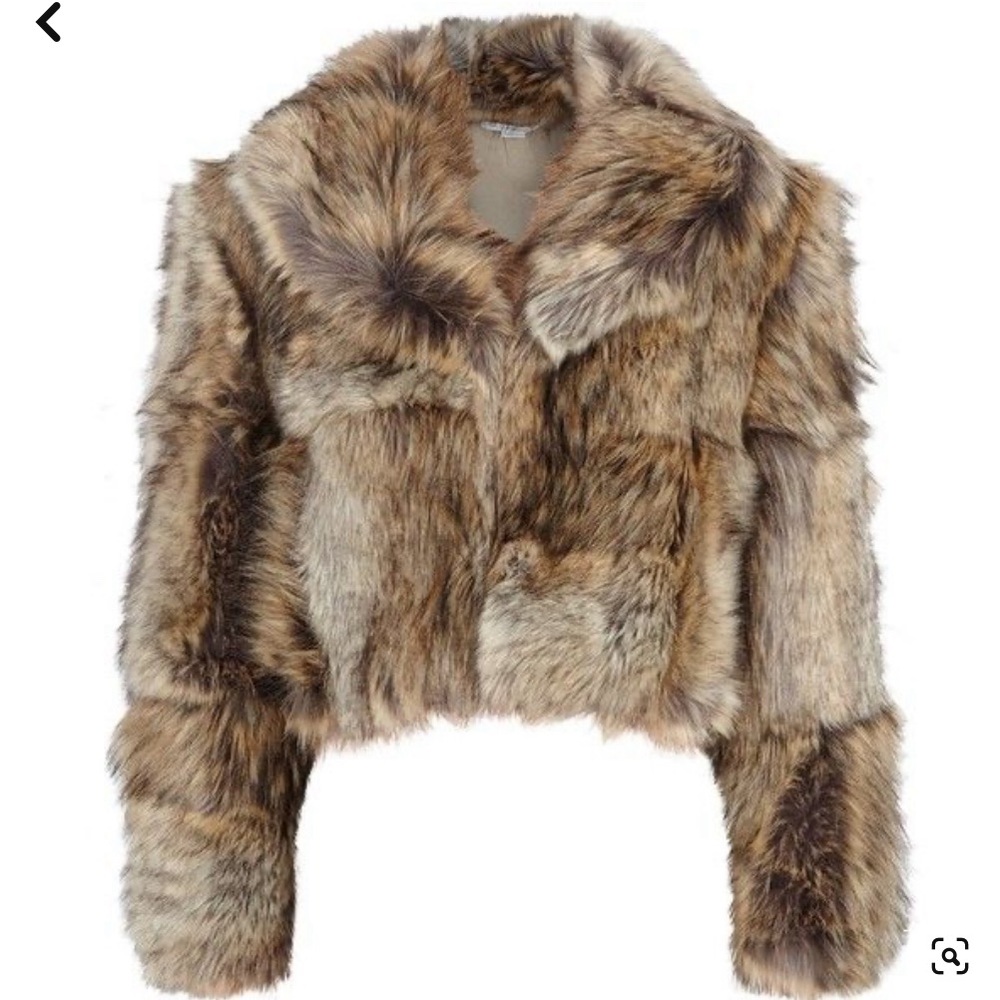 Stella McCartney Brown Cropped Faux Fur Jacket - Size 34